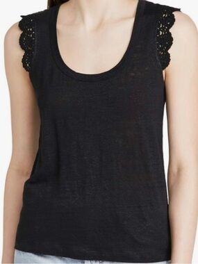 PAIGE Chrissy Linen Black Tank Top